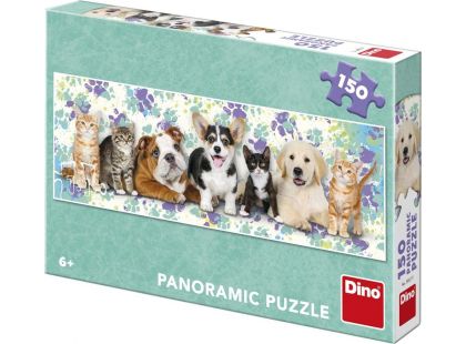 Dino Psi a kočky 150 dílků panoramic puzzle