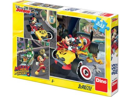 Dino Puzzle Disney Mickey a Minnie závodníci 3 x 55 dílků