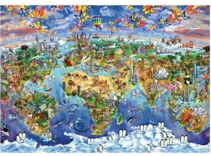 Dino Puzzle Ilustrovaná mapa světa 300 XL dílků