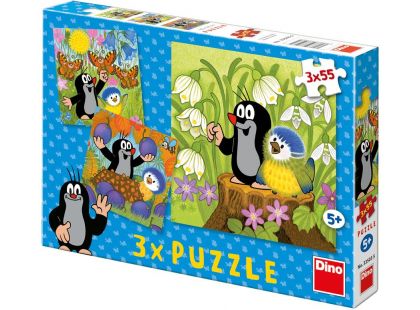 Dino Puzzle Krtek a ptáček 3x55 dílků