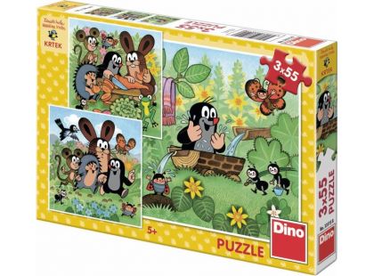 Dino Puzzle Krtek a zvířátka 3 x 55 dílků