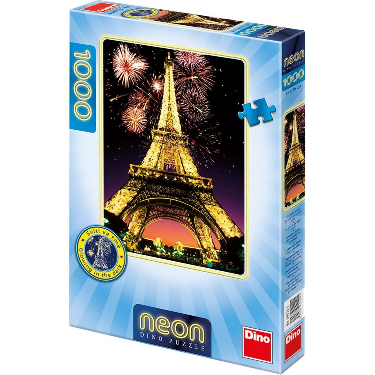 Dino Puzzle Noční Eiffelovka neon 1000 dílků