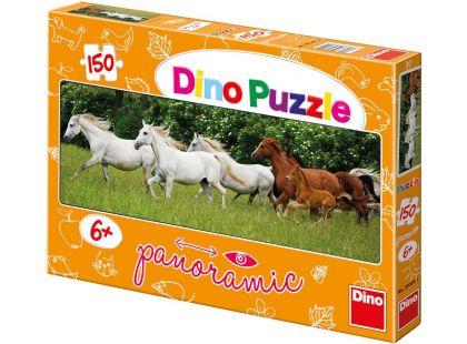 Dino Puzzle Panoramic Běžící koně 150 dílků