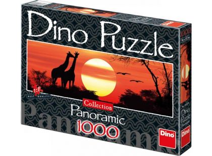 Dino Puzzle Panoramic Žirafy při západu Slunce 1000 dílků