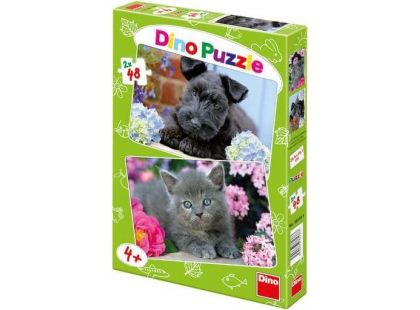 Dino Puzzle Pejsek a Kočička 2 x 48 dílků
