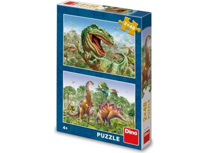 Dino puzzle souboj dinosaurů 2 x 48 dílků