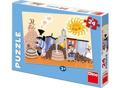 Dino Puzzle Veselá Mašinka v depu 24 dílků