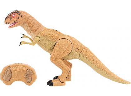 Dinosaurus chodící IC velociraptor 50 cm se zvuky a světly oranžový