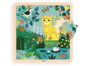 Djeco Puzzle dřevěné Kočka v zahradě 16 dílků