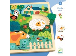 Djeco Dřevěné Puzzle Puzzlo Farm - 15 Pcs