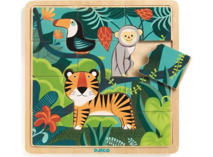 Djeco Puzzle dřevěné puzzle Tygr a přátelé 16 dílků