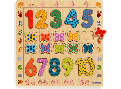 Djeco Puzzle vkládací Počítaní s motýlky 8 dílků