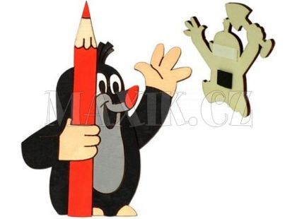 DoDo Krteček Magnet se samolepkou - Krteček s pastelkou