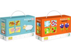 DoDo Puzzle duo Zvířátka, čísla a ovoce 2 x 12 dílků
