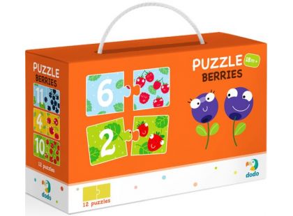 DoDo Puzzle duo Zvířátka, čísla a ovoce 2 x 12 dílků