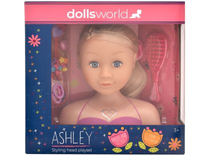 Dolls World - Česací hlava Ashley - blondýnka 21 cm