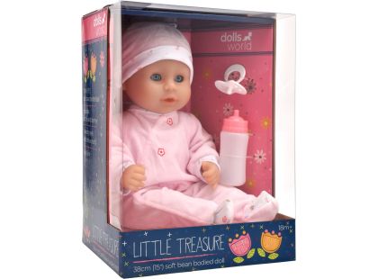 Dolls World - Miminko Little Treasure PINK - 38 cm se zavíracími očima