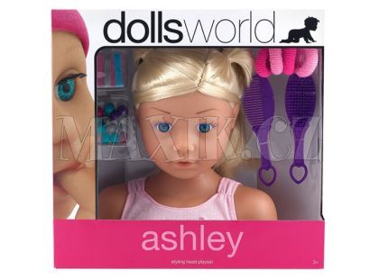 Dolls World Ashley - česací hlava - Blondýnka