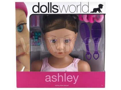 Dolls World Ashley - česací hlava - Brunetka