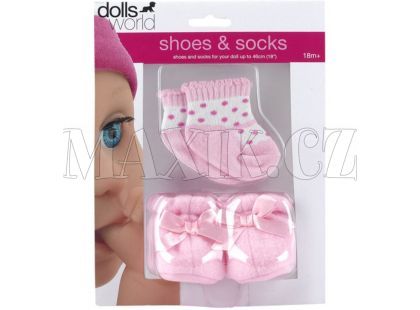 Dolls World Boty a ponožky - Růžové botičky