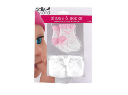 Dolls World Boty a ponožky - Bilé botičky
