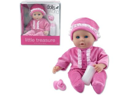 Dolls World Panenka Little Treasure 38cm růžový obleček