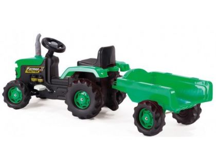 Dolu Dětský traktor šlapací s vlečkou zelený
