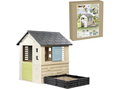 Smoby Domeček Life s čtvercovým pískovištěm záhonem