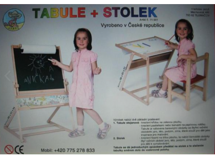 Dřevěné hračky Jaroš Dřevěná magnetická tabule a stolek 2 v 1