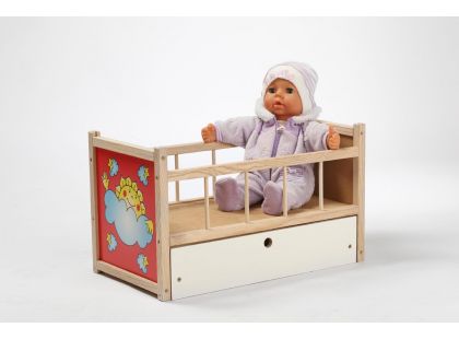 Dřevěné hračky Jaroš Dřevěná postýlka - kolébka pro panenky - Poškozený obal