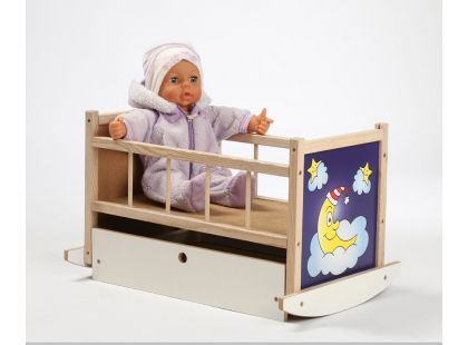 Dřevěné hračky Jaroš Dřevěná postýlka - kolébka pro panenky - Poškozený obal