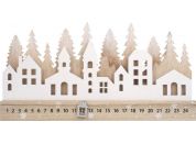 Dřevěný adventní kalendář domky 40 x 20 cm