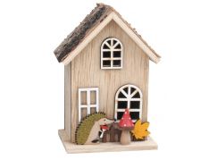 Dřevěný domeček s ježečkem 9 x 7 x 12,5 cm