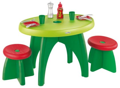 Ecoiffier Zahradní stůl se 2 židličkami a příslušenstvím