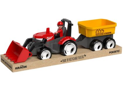 Efko ECO MultiGO Červený traktor Zetor s radlicí, vlek, Igráček