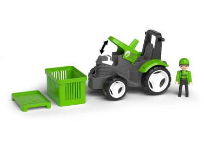 EFKO ECO MultiGO Zelený traktor s vidlemi, paleta, koš, Igráček