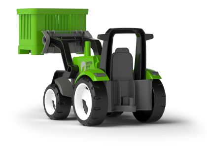EFKO ECO MultiGO Zelený traktor s vidlemi, paleta, koš, Igráček