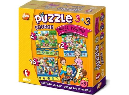 Efko Puzzle soubor 3 v 1 Moje rodina 32 dílků