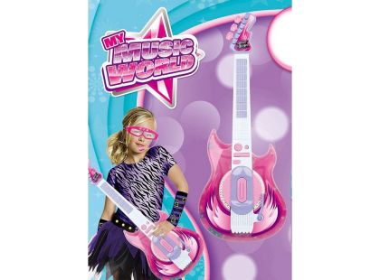 Elektrická kytara se stage mikrofonem a brýlemi
