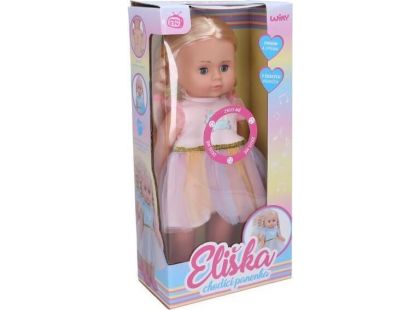 Eliška chodící panenka 41 cm růžové šaty - Poškozený obal
