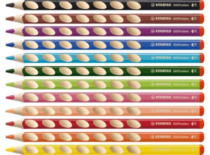 Ergonomické pastelky pro praváky STABILO EASYcolors 12 ks pouzdro s ořezávátkem