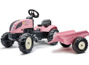 Falk Šlapací traktor County Star s valníkem růžový