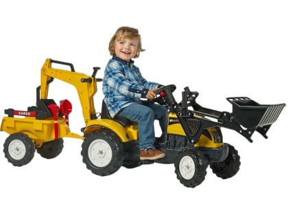 Falk Šlapací traktor Ranch Track žlutý s přední i zadní lžící a valníkem