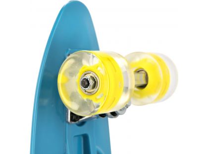 Fish Pennyboard se svíticími LED kolečky, modrý