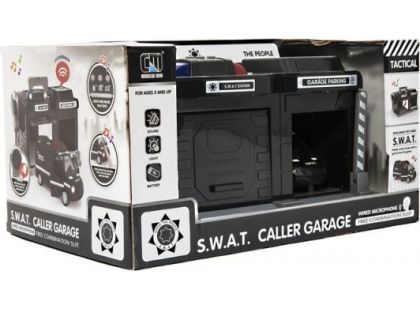 Garáž policie Swat + auto 15 cm se světlem se  zvukem