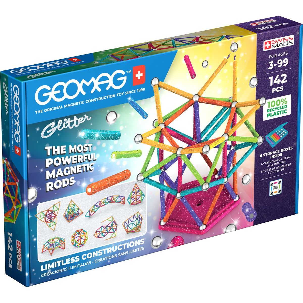 Geomag Glitter 142 dílků - Poškozený obal