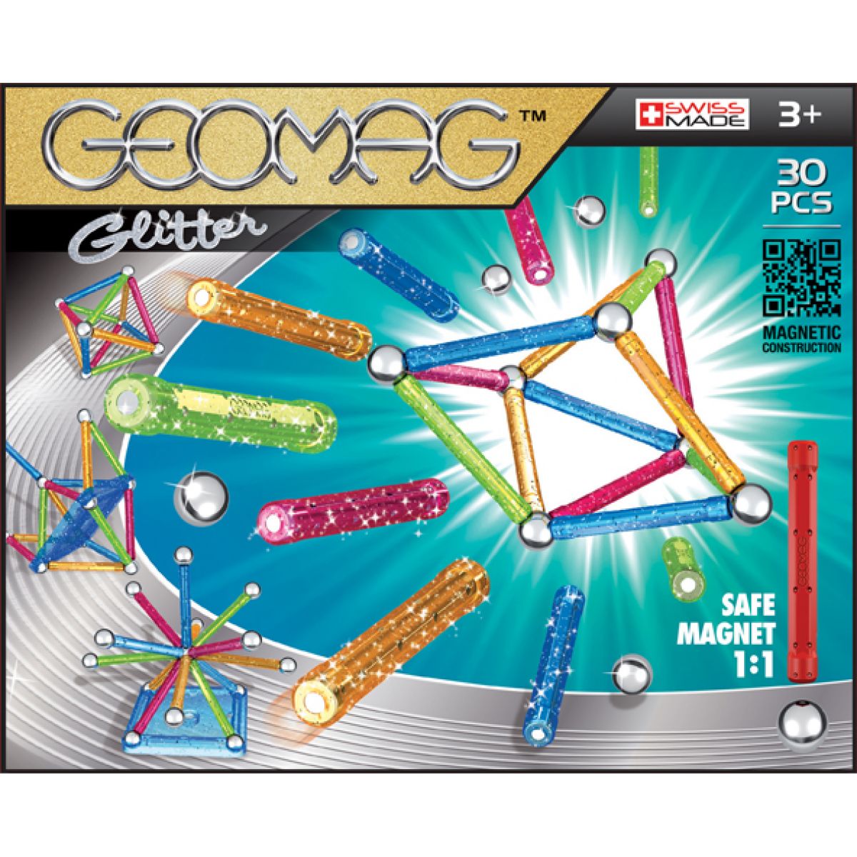 Geomag Glitter 30pcs - dlouhé tyčky