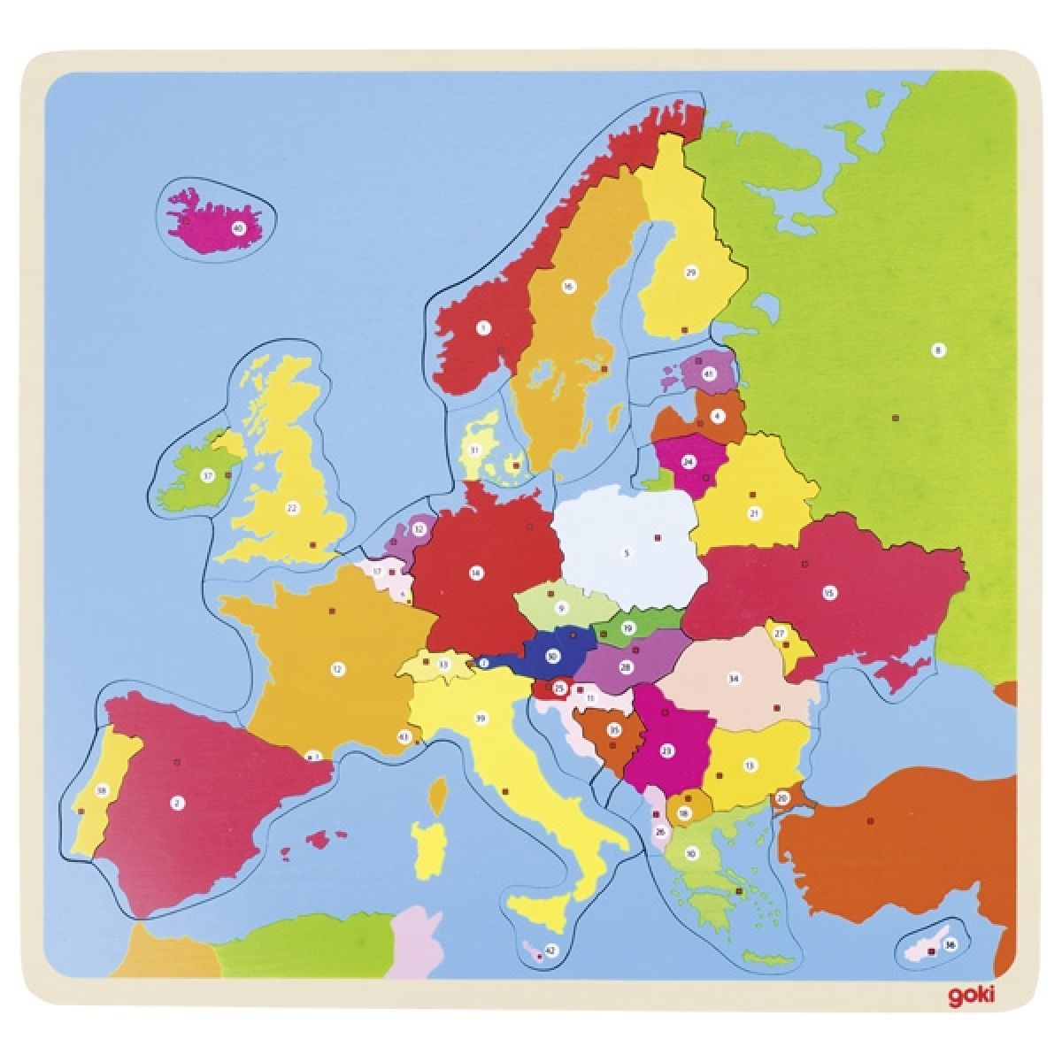 Goki Puzzle na desce Evropa 45 dílků
