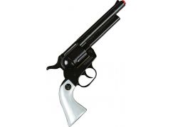 Gonher Kovbojský revolver kovový černý 12 ran stříbrná pažba