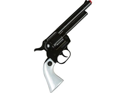 Gonher Kovbojský revolver kovový černý 12 ran stříbrná pažba